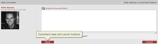Improved save and cancel buttons for task comments