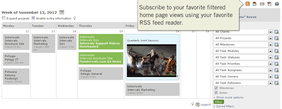 Subscribe to RSS Feeds from the Home Page Calendar
