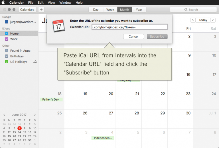 How to Add Your Intervals iCalendar Subscription to Your Calendar