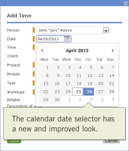 New calendar for selecting dates on lists, views and reports