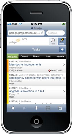 Intervals online time, task and project management mobile UI